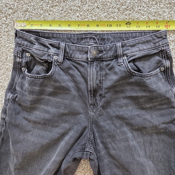 American Eagle Strigid Super High Rise Ultra Wide Leg Jeans 10 Long Black Denim - Picture 12 of 13